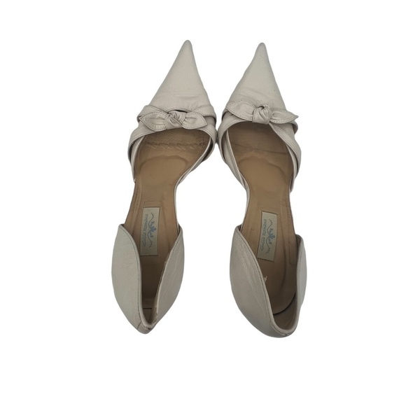 Giulia Romana Cream Leather Pointed Toe Kitten Heels Size 40 Women’s - Picture 5 of 9
